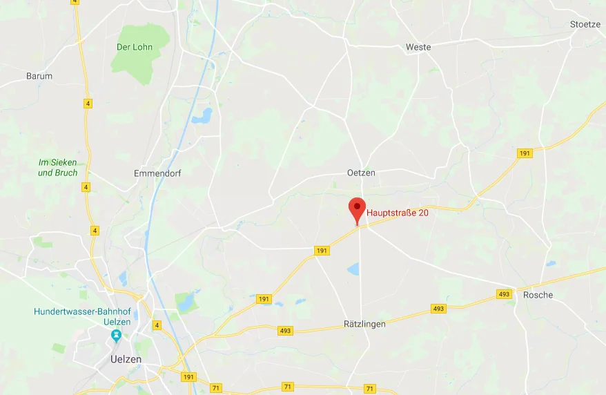Kartenausschnitt mit dem Standort Hauptstraße 20 in 29588 Oetzen